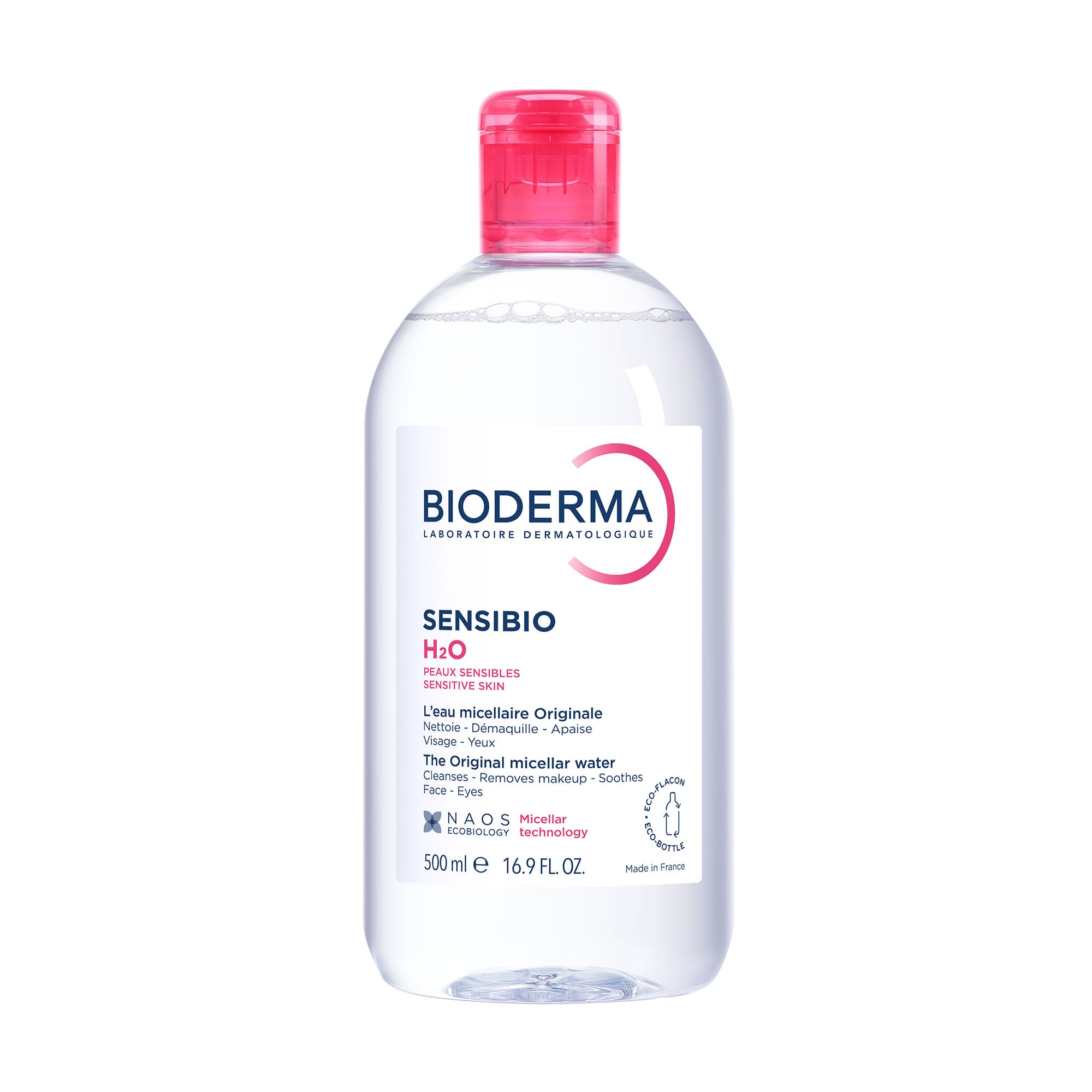 Міцелярний лосьйон для очищення обличчя та очей Bioderma Sensibio H2O для чутливої шкіри, 500 мл